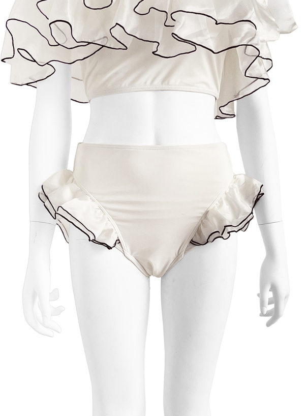 ワンショルダーリボンフリルビキニ水着