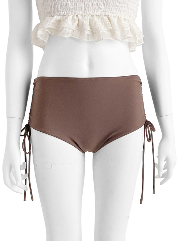 シアーチェック柄フリルドロストビキニ水着