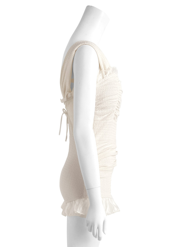 ギャザーフリルバックレースアップワンピース水着