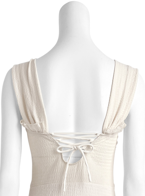 ギャザーフリルバックレースアップワンピース水着