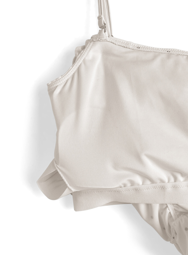 ドット柄オフショルダーフリルビキニ水着