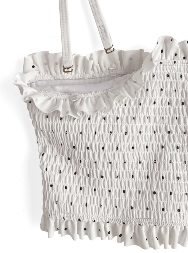 ドット柄シャーリングビキニ水着×シアートップスセットアップ