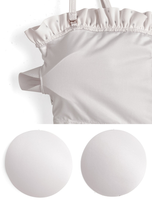 ドット柄シャーリングビキニ水着×シアートップスセットアップ