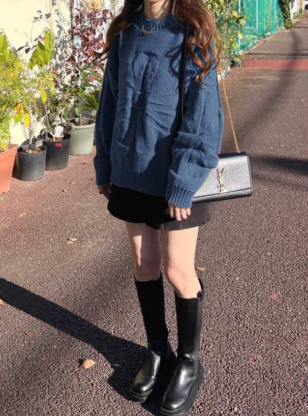 フラワージャガードニットトップス