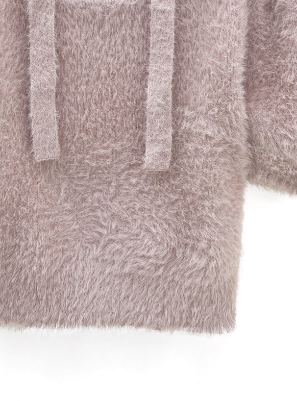 タイ付きシャギーニットトップス