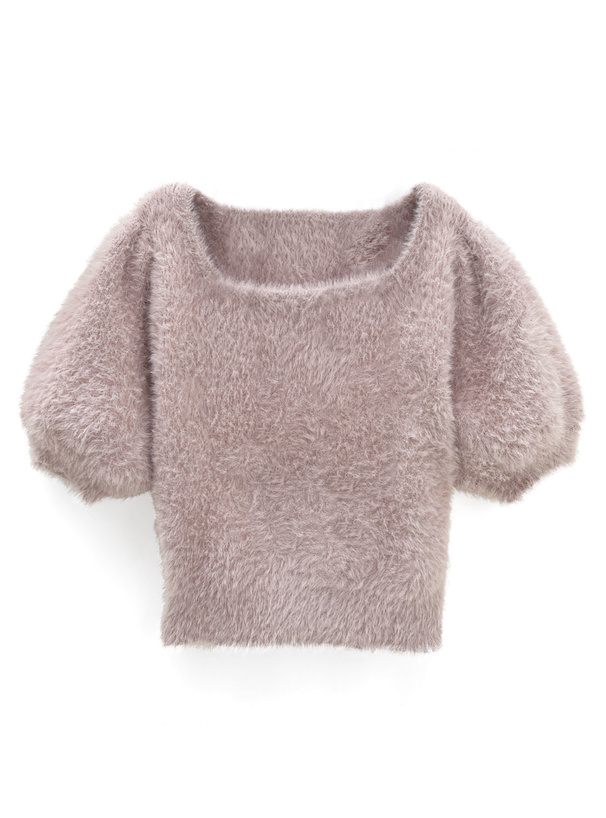 タイ付きシャギーニットトップス