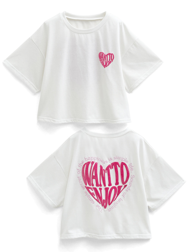 ラメ発泡プリントハートロゴTシャツ