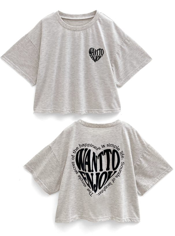 ラメ発泡プリントハートロゴTシャツ