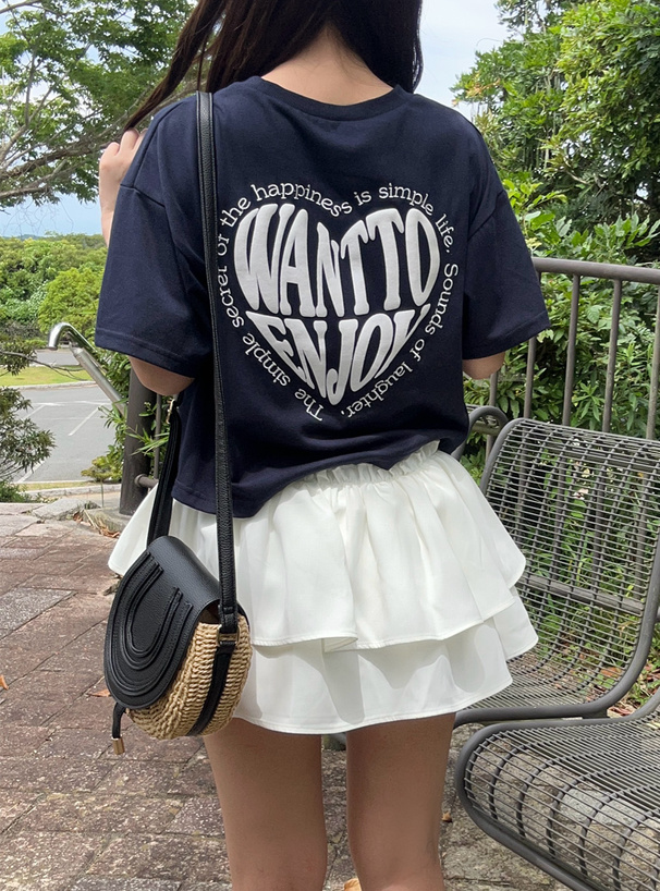ラメ発泡プリントハートロゴTシャツ