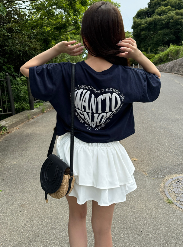 ラメ発泡プリントハートロゴTシャツ