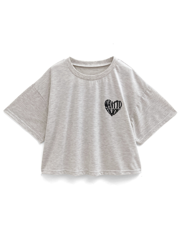 ラメ発泡プリントハートロゴTシャツ