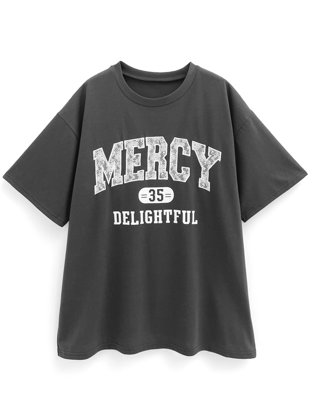 レースロゴプリントロングTシャツ