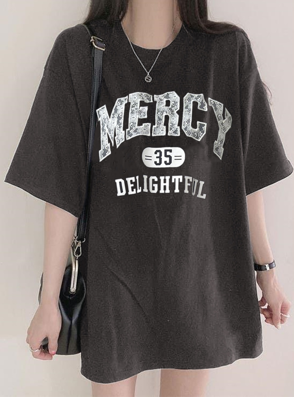 レースロゴプリントロングTシャツ