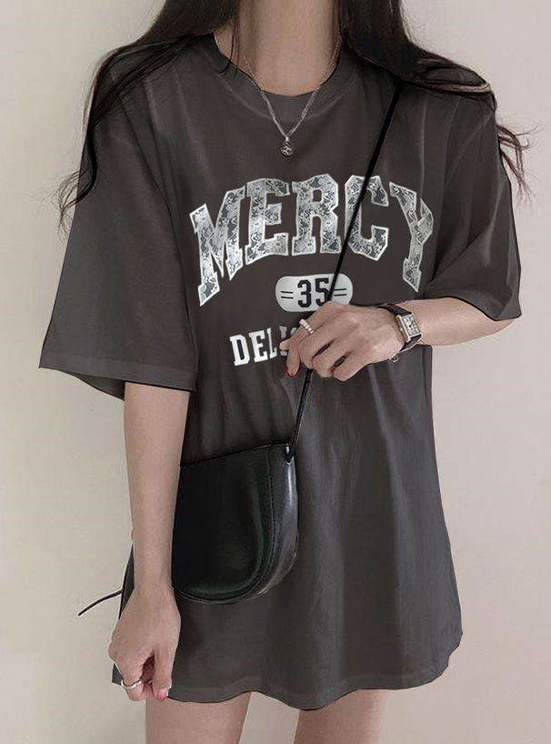 レースロゴプリントロングTシャツ