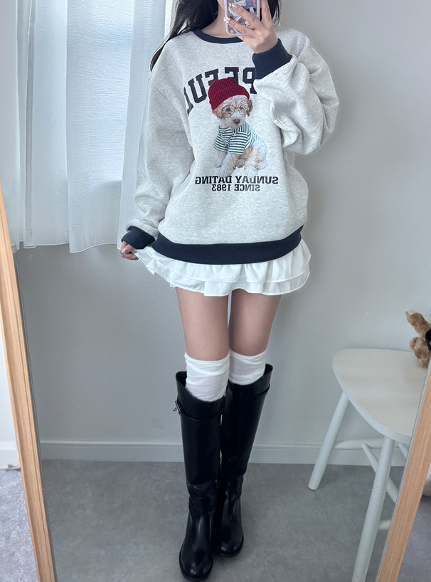 ドッグロゴプリントスウェットトップス