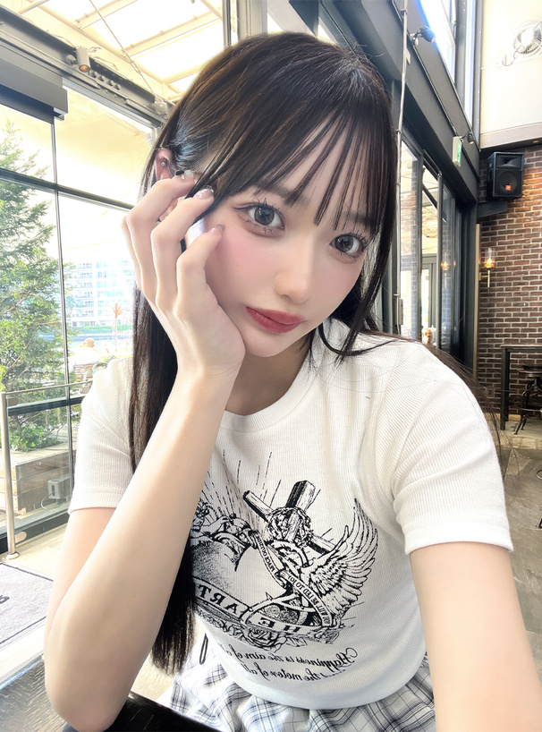 エンジェルプリントドロストテレコリブトップス