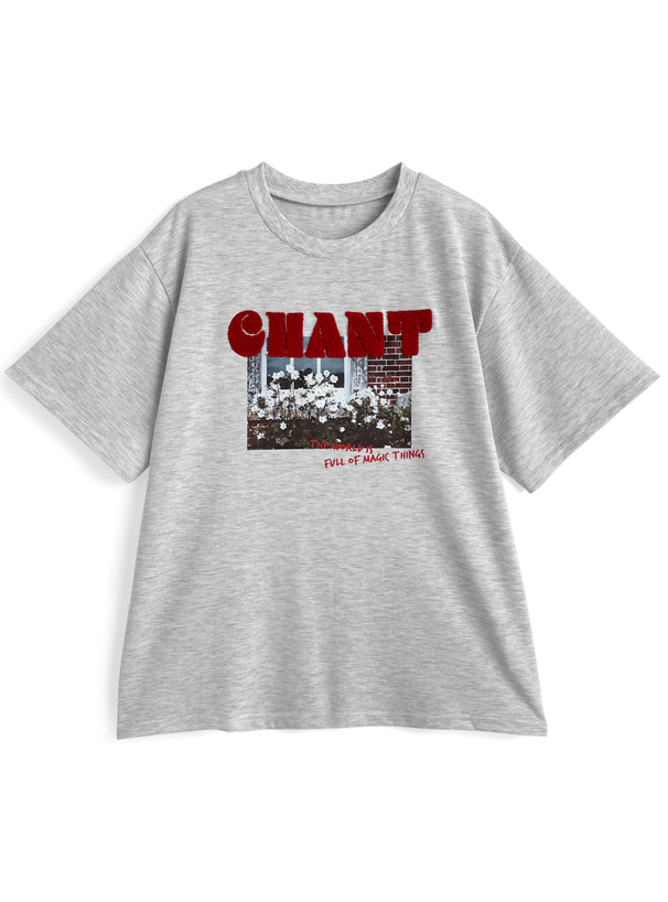 サガラ刺繍ロゴフォトプリントTシャツ[sf1125]