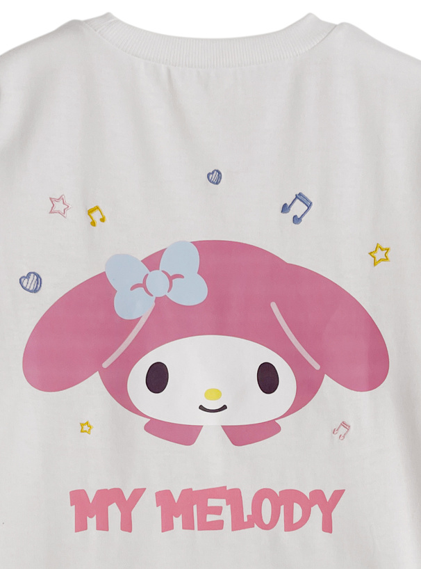 サンリオキャラクターズ　マイメロディロゴ刺繍バックプリントTシャツ