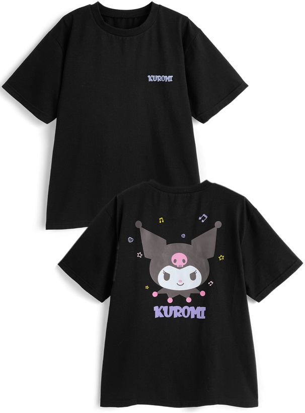 サンリオキャラクターズ　クロミロゴ刺繍バックプリントTシャツ