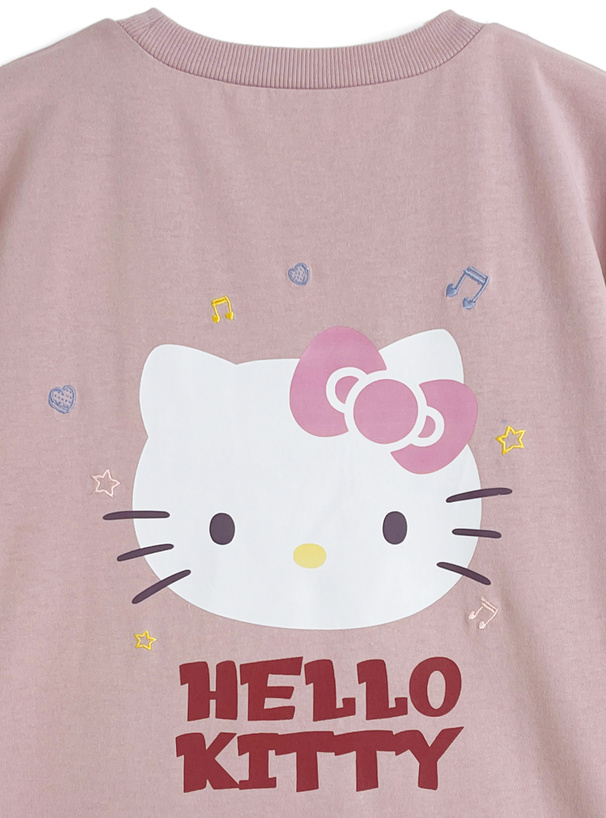 サンリオキャラクターズ　ハローキティロゴ刺繍バックプリントTシャツ