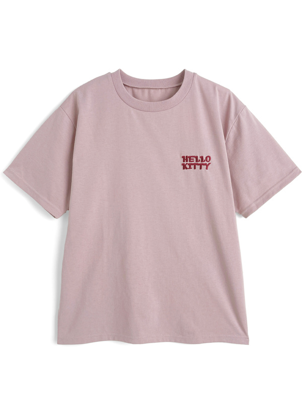 サンリオキャラクターズ　ハローキティロゴ刺繍バックプリントTシャツ