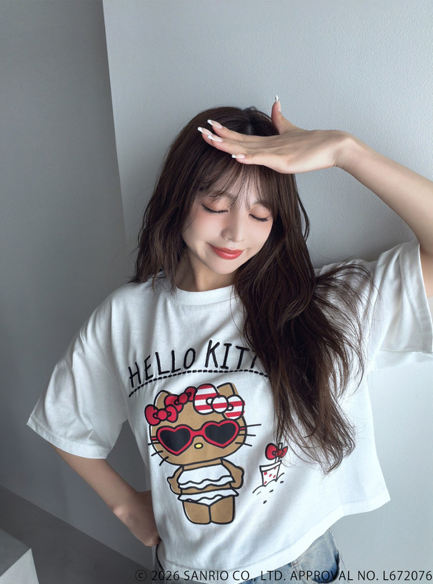 サンリオキャラクターズ ハローキティサマープリントTシャツ