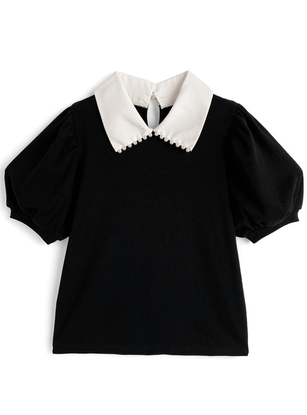 パール襟配色テレコトップス