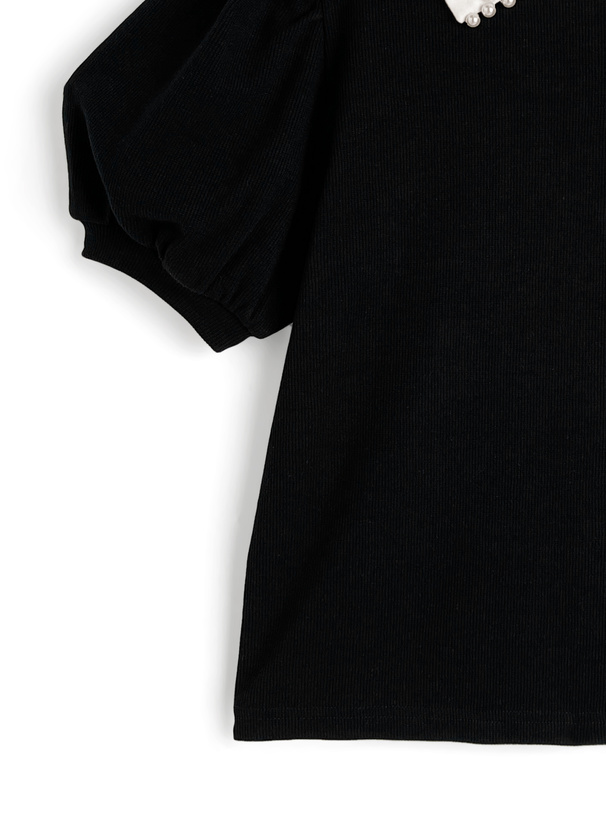 パール襟配色テレコトップス