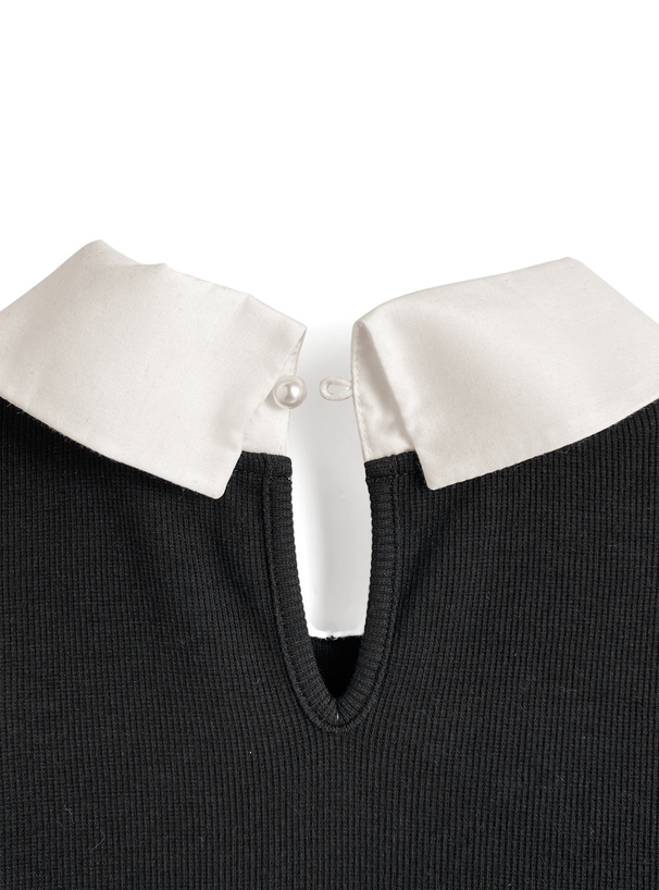 パール襟配色テレコトップス