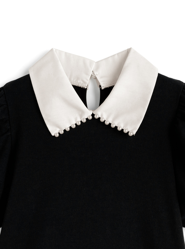 パール襟配色テレコトップス