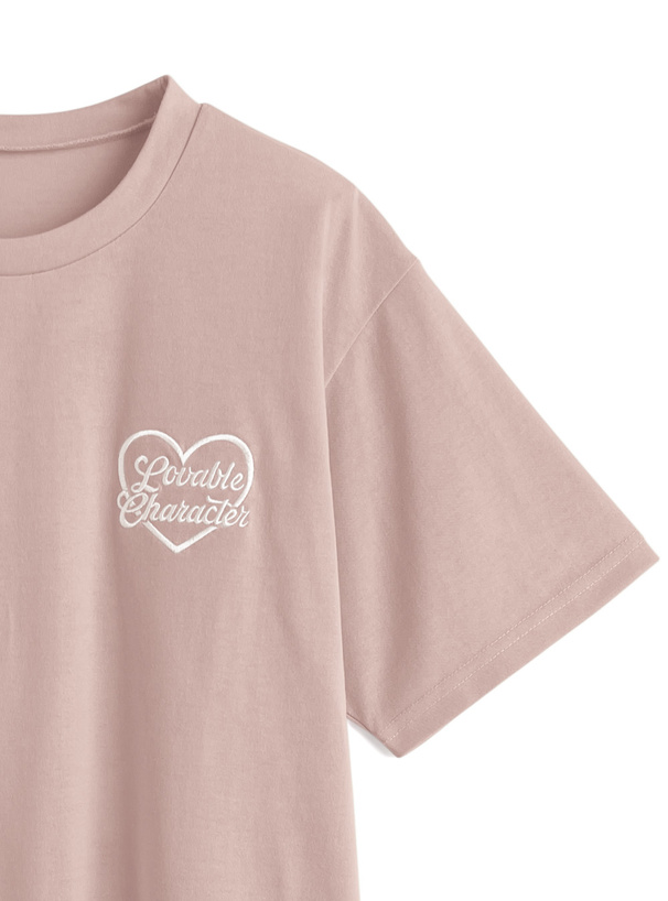 ロゴ刺繍バックドッグプリントTシャツ