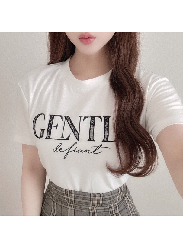 レースロゴ刺繍Tシャツ