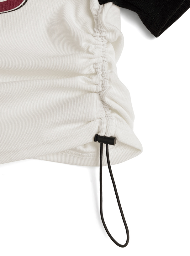 ロゴプリント配色ドロストラグランTシャツ