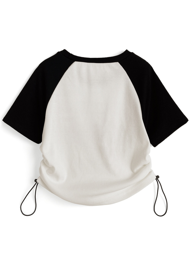 ロゴプリント配色ドロストラグランTシャツ