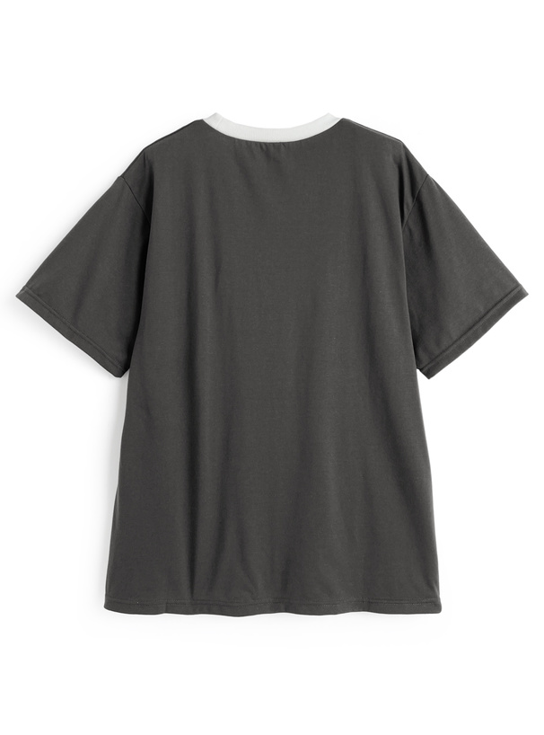ロゴプリント配色リンガーTシャツ