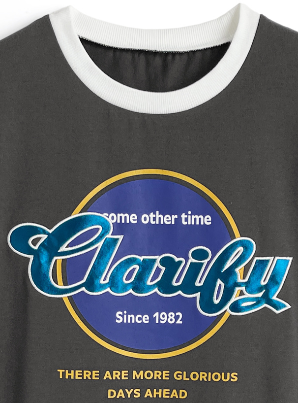 ロゴプリント配色リンガーTシャツ