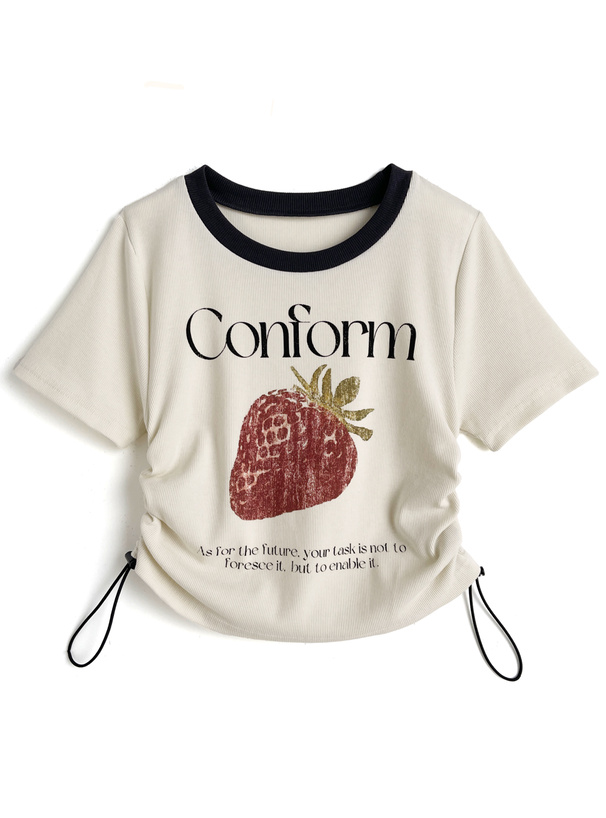 ストロベリーロゴプリントドロストTシャツ