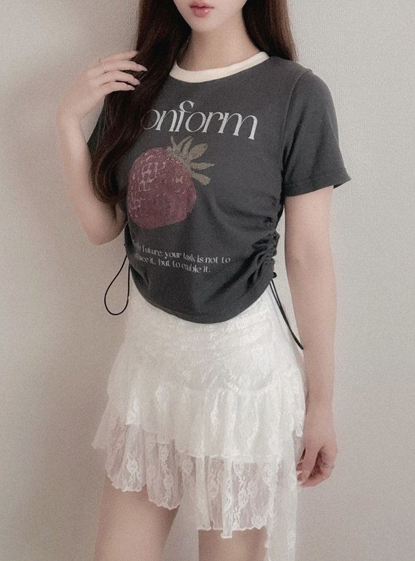 ストロベリーロゴプリントドロストTシャツ[sf1168] | レディース