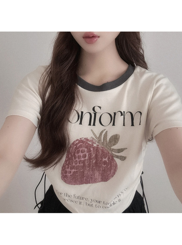 ストロベリーロゴプリントドロストTシャツ[sf1168] | レディース