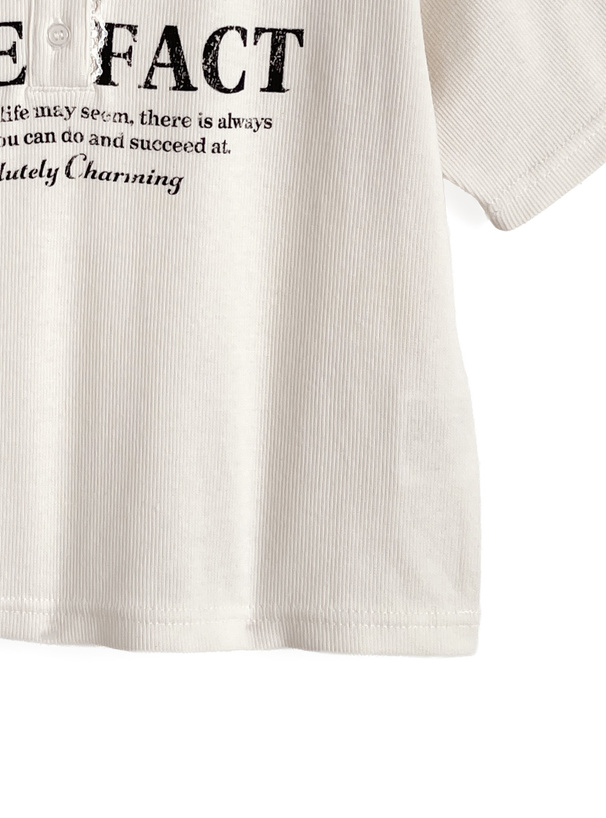 レースロゴプリントテレコリブトップス