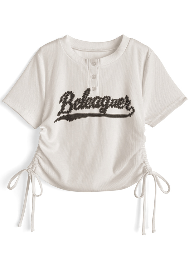 サイドドロストロゴプリントテレコトップス