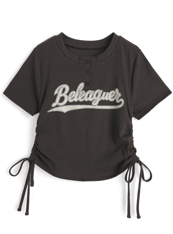 サイドドロストロゴプリントテレコトップス