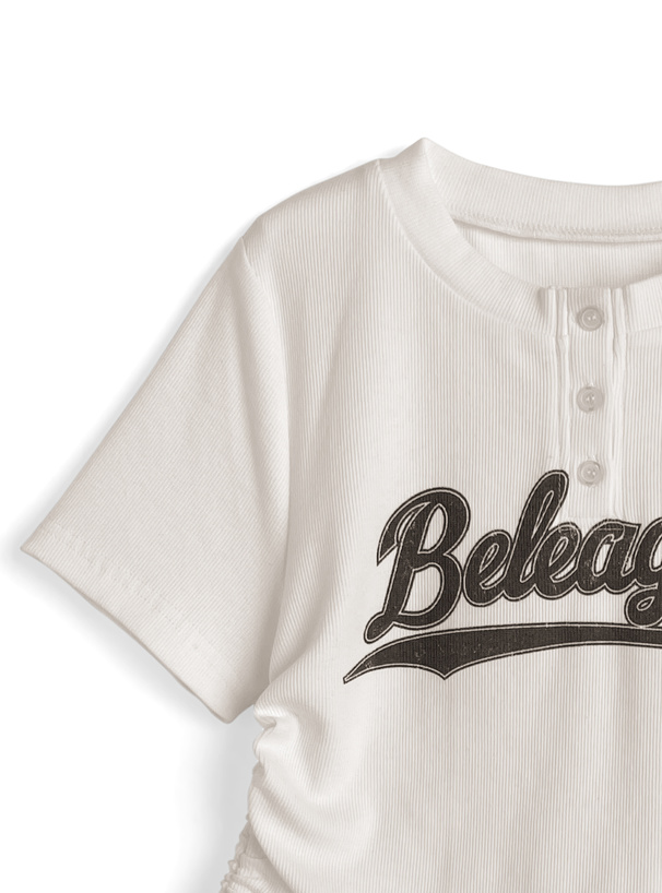 サイドドロストロゴプリントテレコトップス