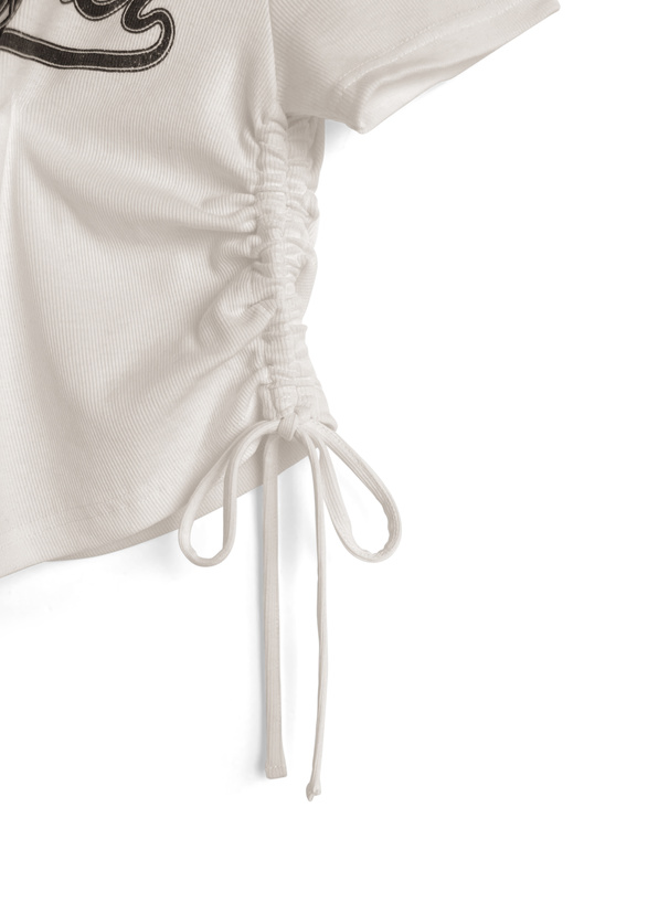 サイドドロストロゴプリントテレコトップス