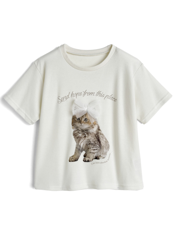 キャットチュールリボンTシャツ