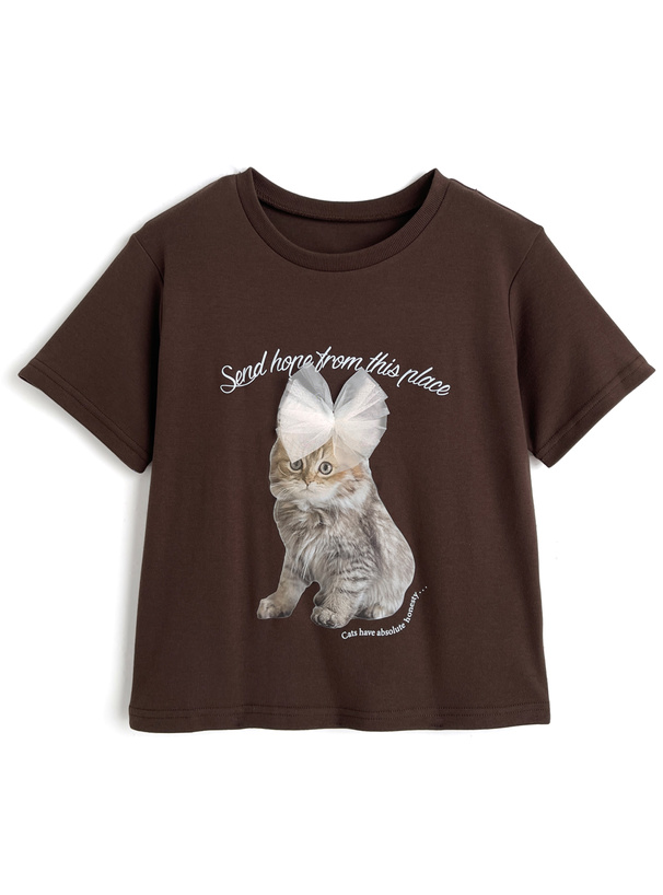 キャットチュールリボンTシャツ