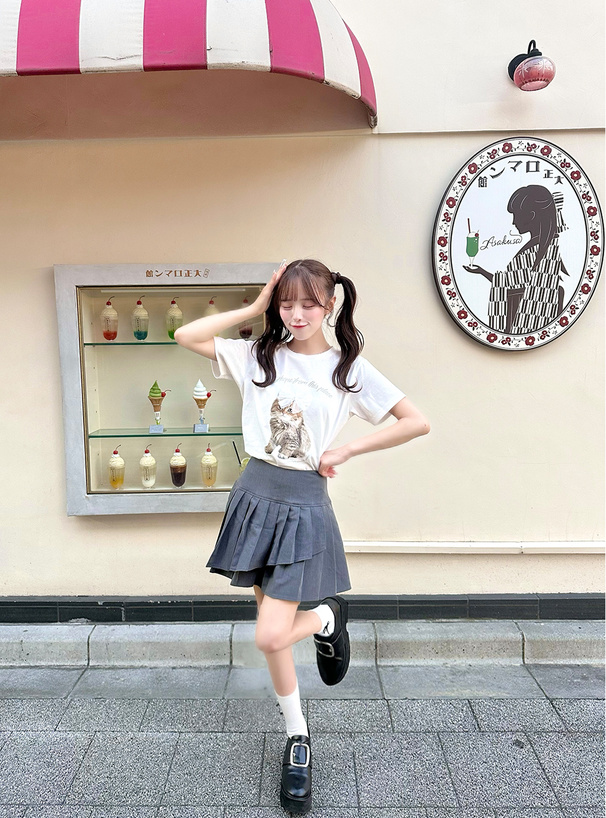 キャットチュールリボンTシャツ