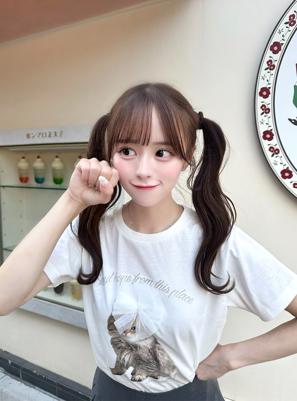 キャットチュールリボンTシャツ
