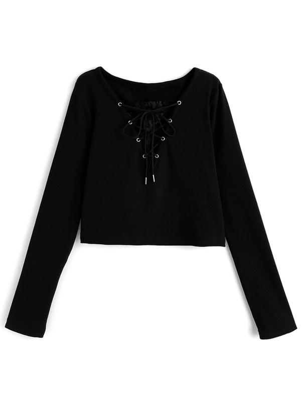 レースドッキングレースアップリブトップス