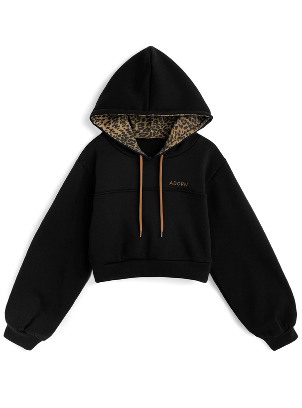 レオパード柄フードスウェットパーカー